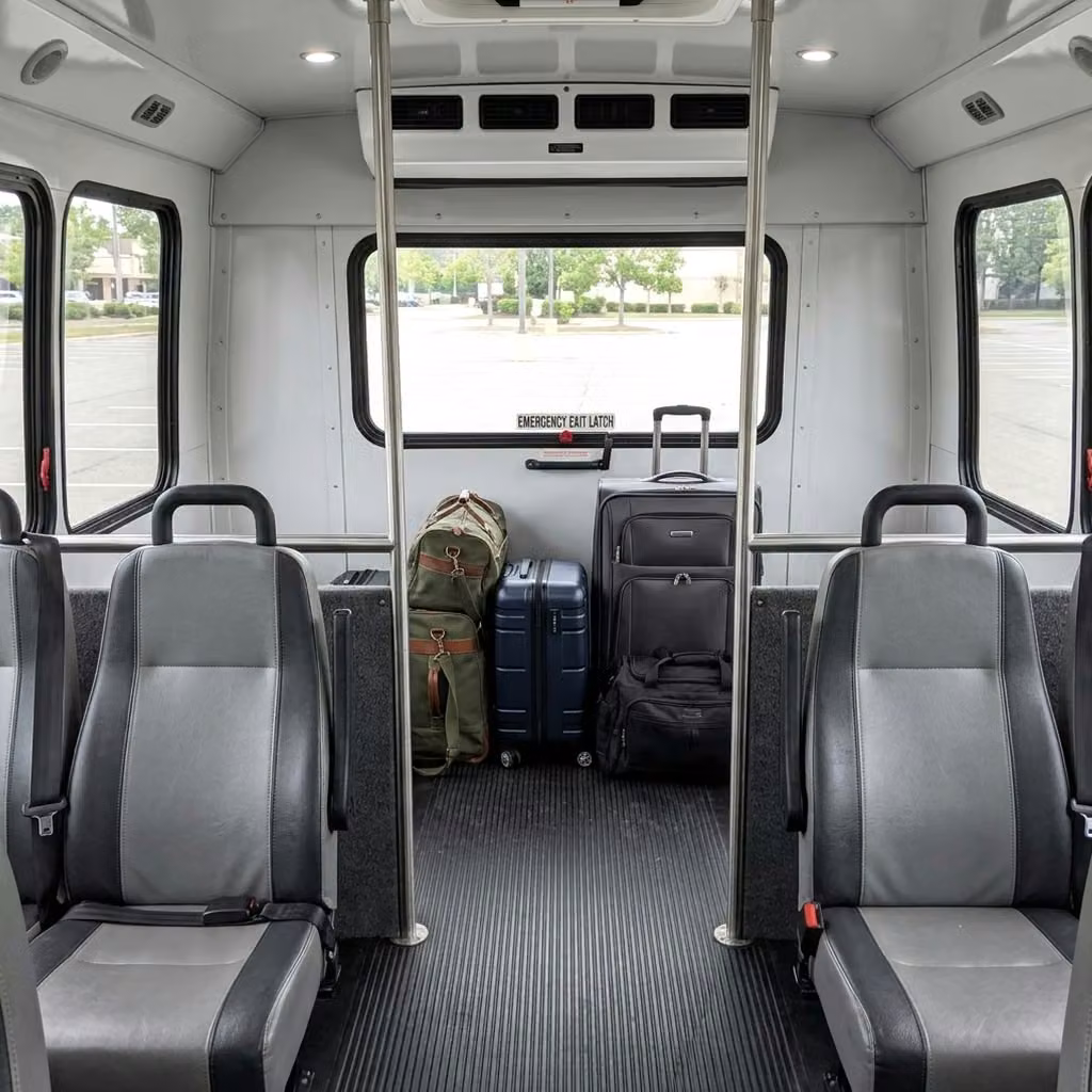 estero 35 passenger minibus luggage area