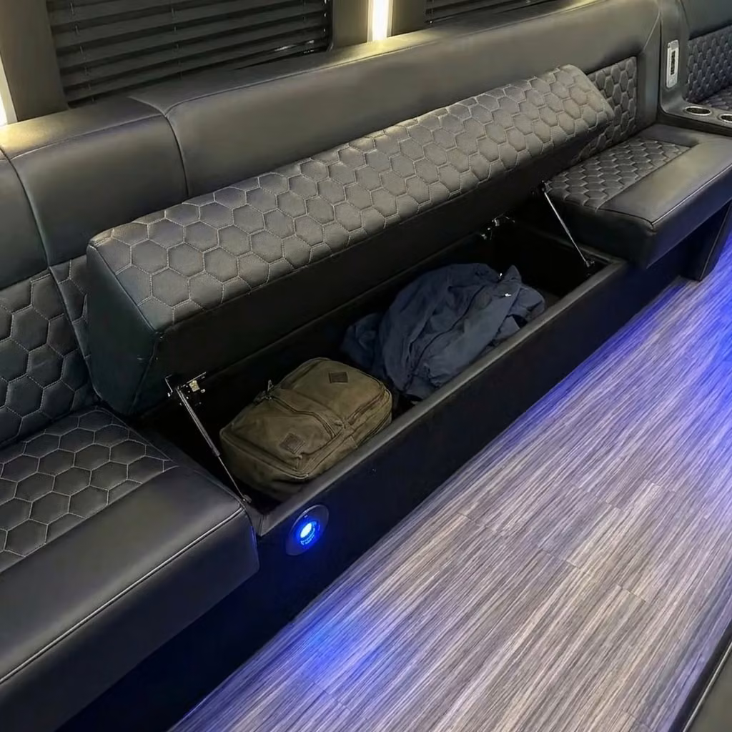 estero party bus under seat storage