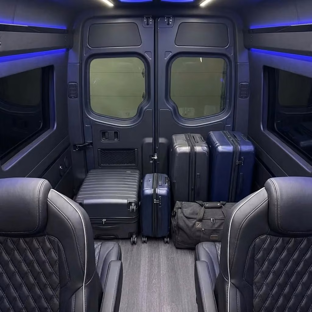 estero sprinter van rental with driver luggage area